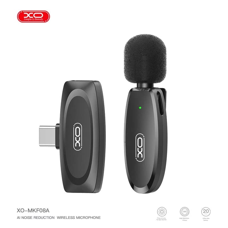 میکروفون یقه ای بی سیم تایپ سی ایکس او مدل XO MKF08A — تصویر ۷