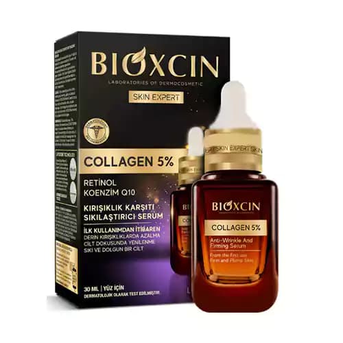 سرم کلاژن بیوکسین با خاصیت ضد چروک و سفت کننده رتینول Q10 Bioxcin Collagen 5%30میل