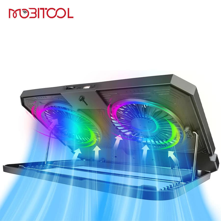 پایه خنک کننده استند لپ تاپ پرودو Porodo Gaming Crystal Shell Laptop Cooling Pad PDX121 — تصویر ۵