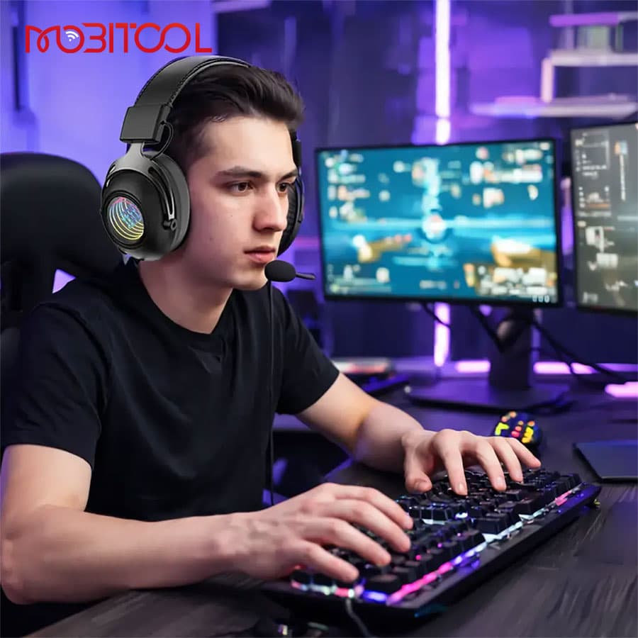 هدست سیمی گیمینگ پرودو Porodo Gaming Infinity Mirror RGB Gaming Headset — تصویر ۴