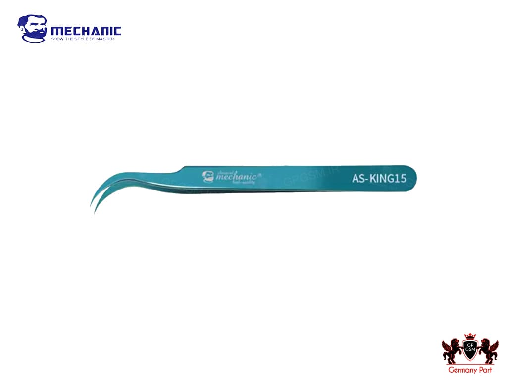 پنس مکانیک سرکج حرفه ای آبی TWEEZERS HIGH TENACITY SMD AS-KING 15 MECHANIC