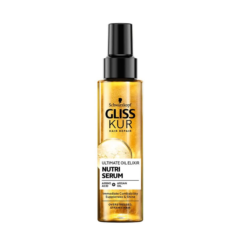 سرم تغذیه و بازسازی کننده مو گلیس مدل Ultimate Oil Elixir مناسب موهای حساس و آسیب دیده حجم 100 میل — تصویر ۲