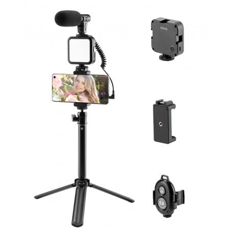 کیت فیلمبرداری AY-49Z | کیت تولید محتوا با میکروفون، نور LED و سهپایه موبایل