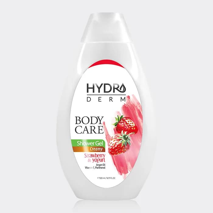 شامپو بدن کرمی ماست و توت فرنگی هیدرودرم Hydroderm Strawberry & Yogurt Body Care 500g — تصویر ۳