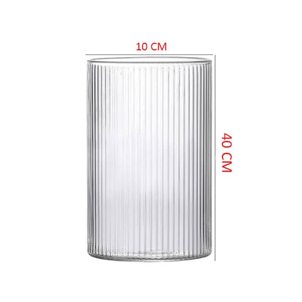 گلدان دکوری شیشه ای مدل استوانه ای راه راه کد 1040 — تصویر ۸
