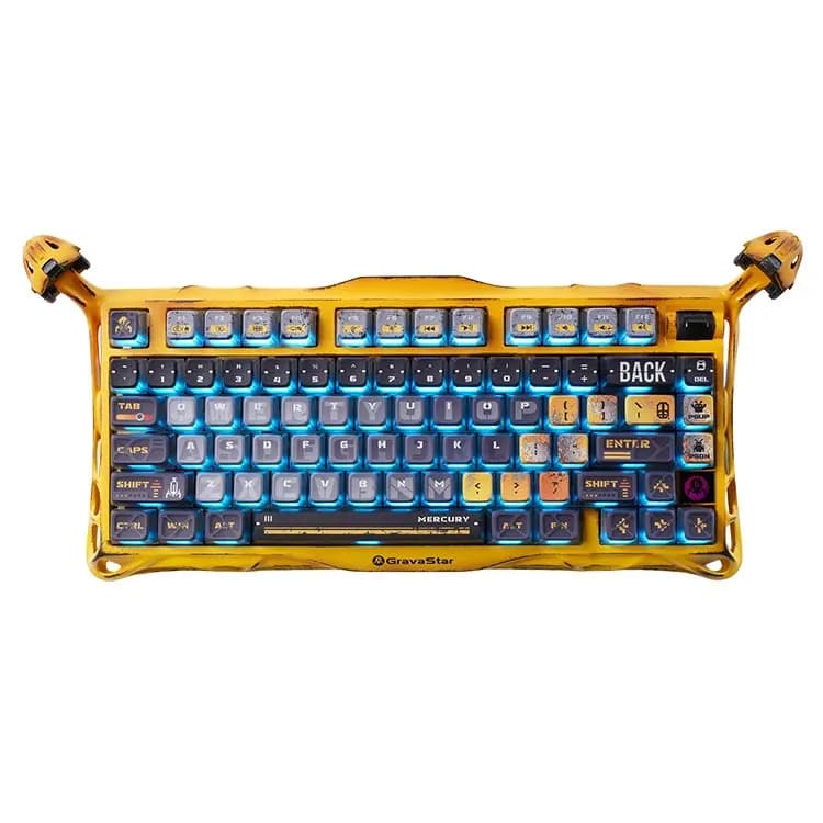 کیبورد بی سیم گیمینگ گراواستار GravaStar Mercury K1 Pro Wireless طرح Special Edition Battle Worn-Yellow — تصویر ۵