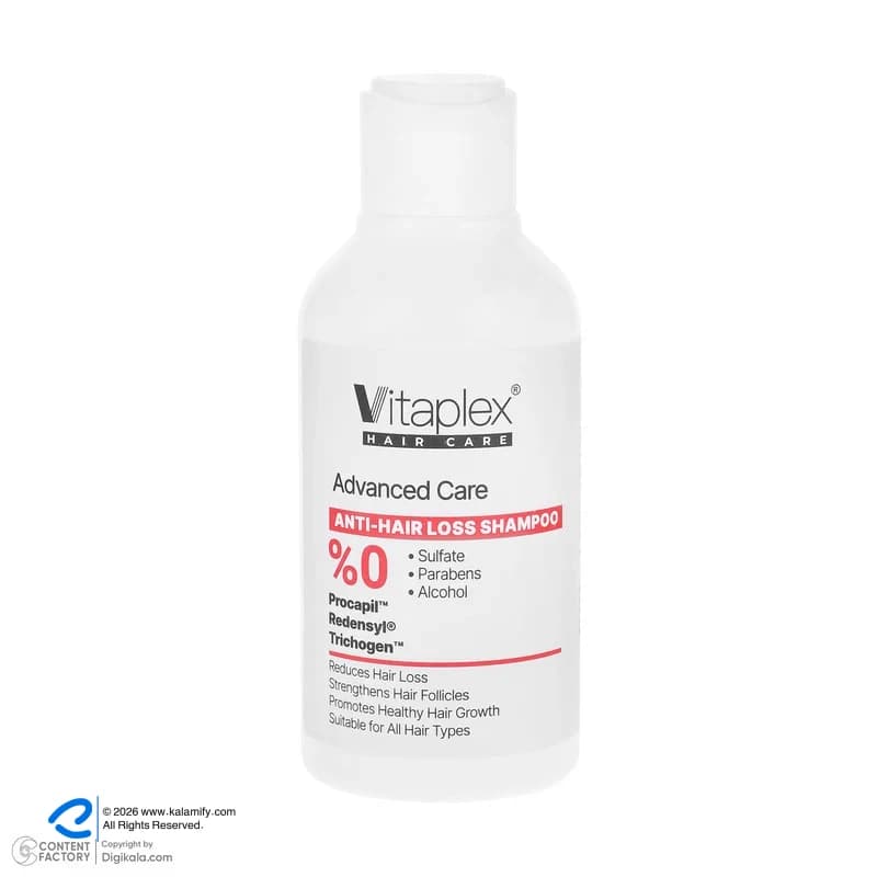 شامپو تقویتکننده و ضد ریزش مو ویتاپلکس مدل Advanced Care مناسب موهای کمحجم و نازک حجم 250 میلیلیتر، فاقد سولفات، پارابن و الکل، با فرمولاسیون پیشرفته و ترکیبات مؤثر برای افزایش استحکام و رشد مو — تصویر ۱۲