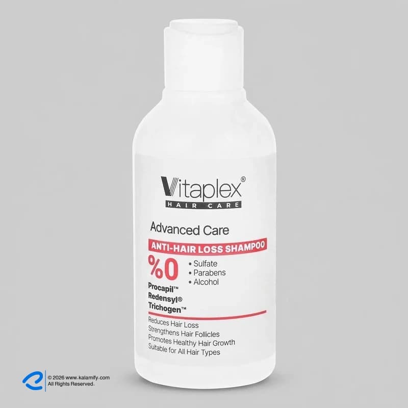 شامپو تقویتکننده و ضد ریزش مو ویتاپلکس مدل Advanced Care مناسب موهای کمحجم و نازک حجم 250 میلیلیتر، فاقد سولفات، پارابن و الکل، با فرمولاسیون پیشرفته و ترکیبات مؤثر برای افزایش استحکام و رشد مو — تصویر ۲