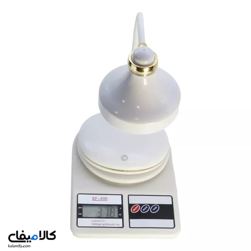 چراغ مطالعه شارژی دیمردار سفید طلایی — تصویر ۴