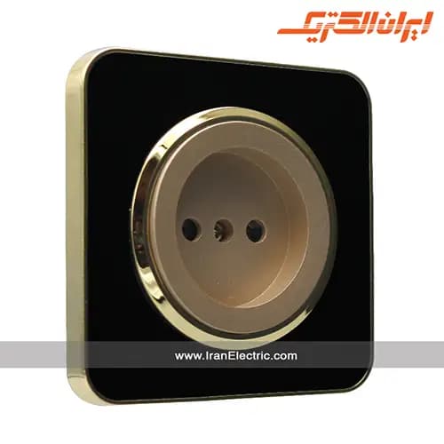 پریز برق ساده اسپیناس طلایی زه مشکی میان بژ