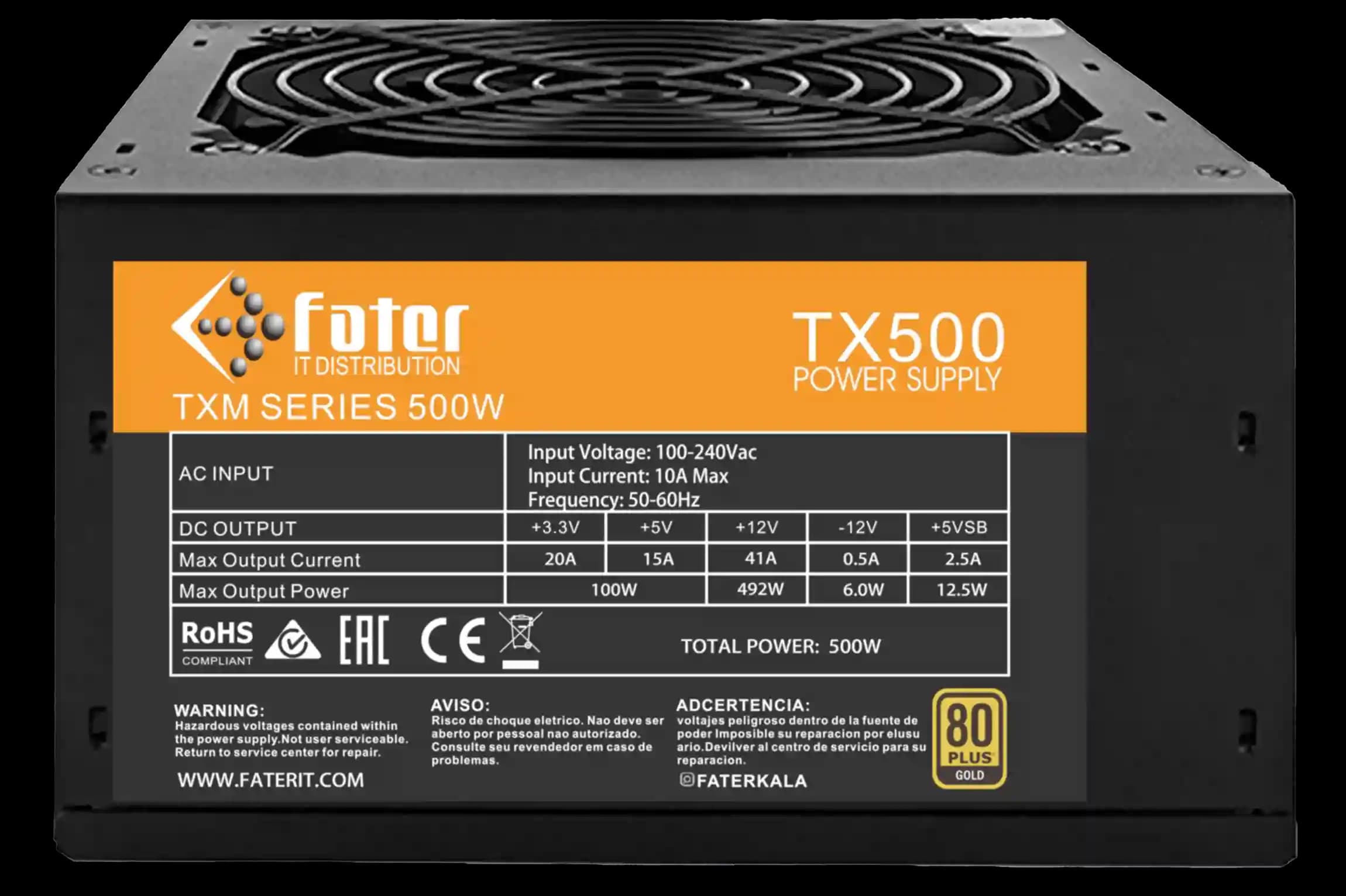 پاور کامپیوتر 500 وات فاطر مدل Fater TX500 80+ GOLD — تصویر ۵