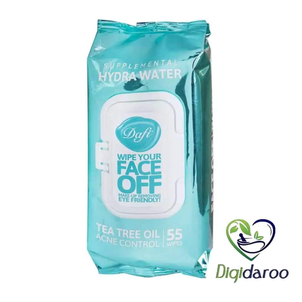 دستمال مرطوب پاک کننده آرایش (FACE OFF) هیدارواتر(Hydra Water) دافی 55 عددی (آبی) — تصویر ۴