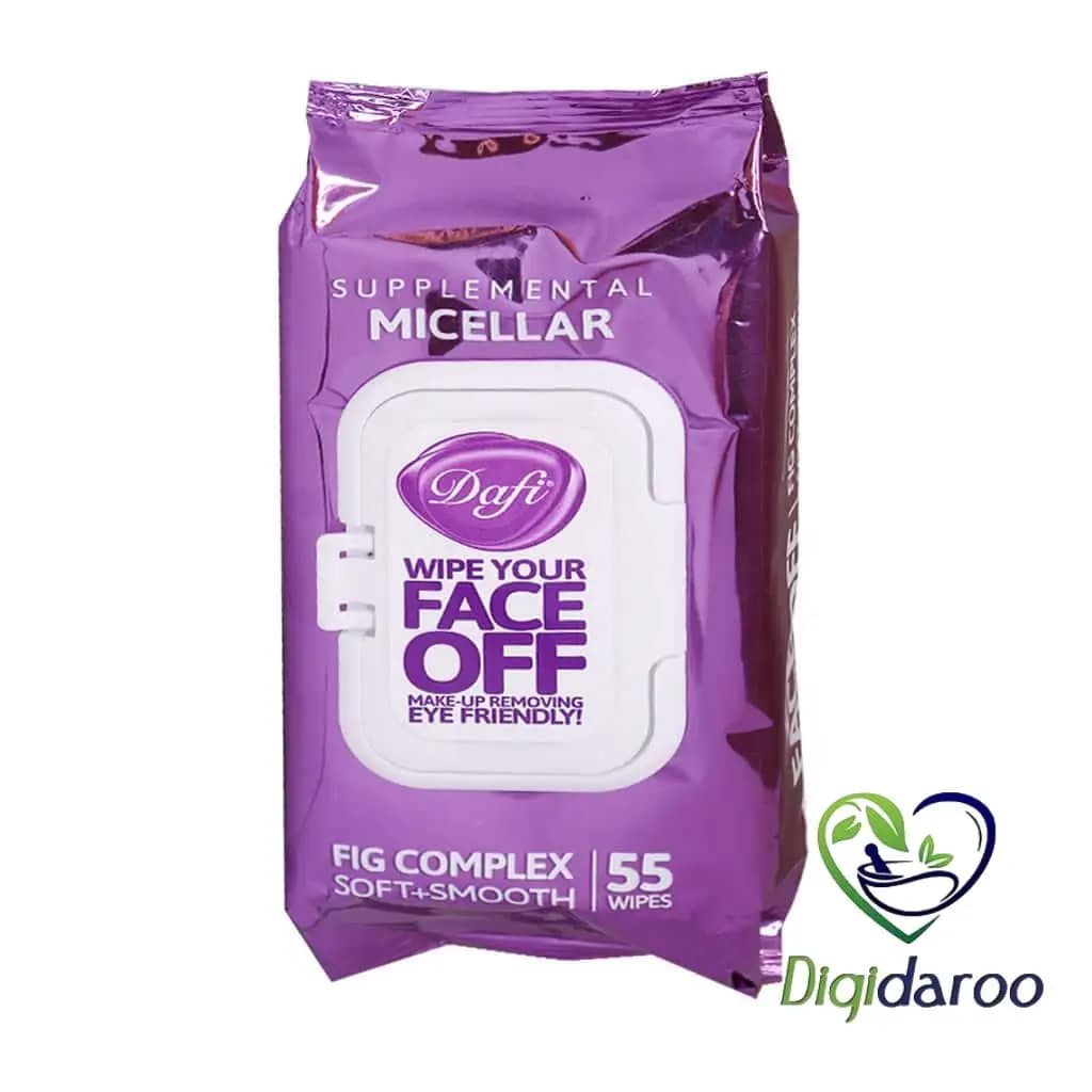دستمال مرطوب پاک کننده آرایش (FACE OFF) میسلار (Micellar) دافی 55 عددی (بنفش) — تصویر ۲