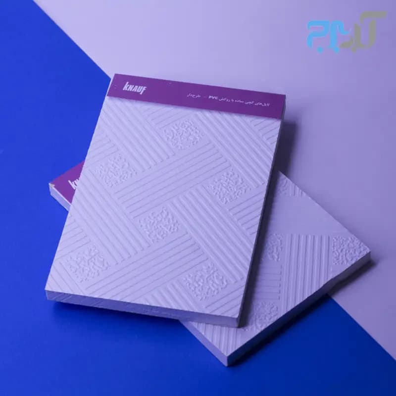 تایل گچی طرح دار حصیری کد 996 روکش PVC(بسته شامل3.6مترمربع)