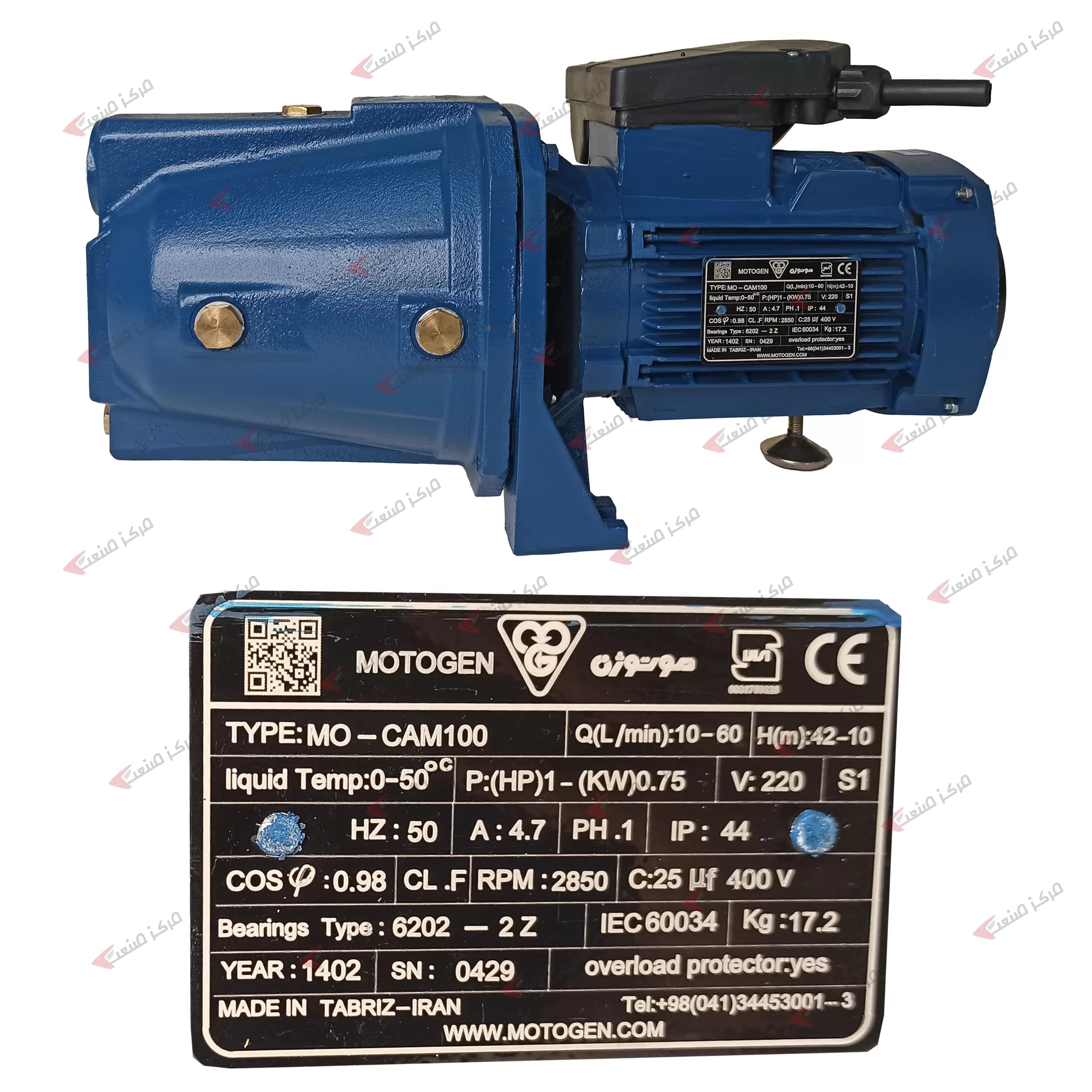 پمپ آب جتی یک اسب موتوژن MOTOGEN CAM100 — تصویر ۶