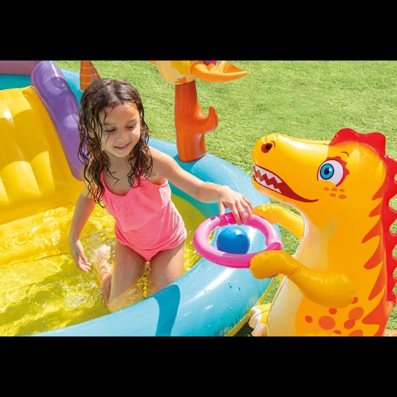 پارک بادی سرسره دار طرح اژدها نارنجی اینتکس 57135 Intex — تصویر ۸