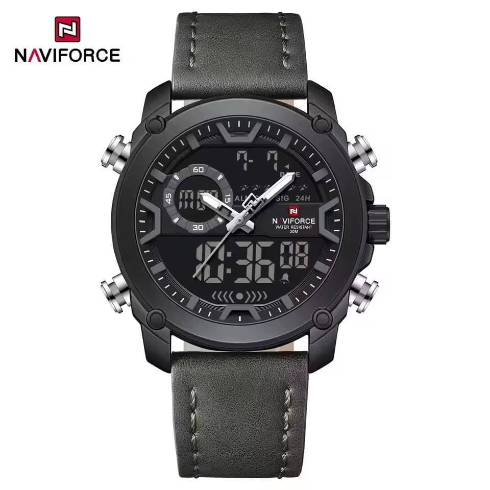 ساعت مردانه اورجینال مارک نیوی فورس NAVIFORCE مدل NF9261 دوزمانه بندچرمی اسپرت موتور ژاپن کد 1925128 — تصویر ۸