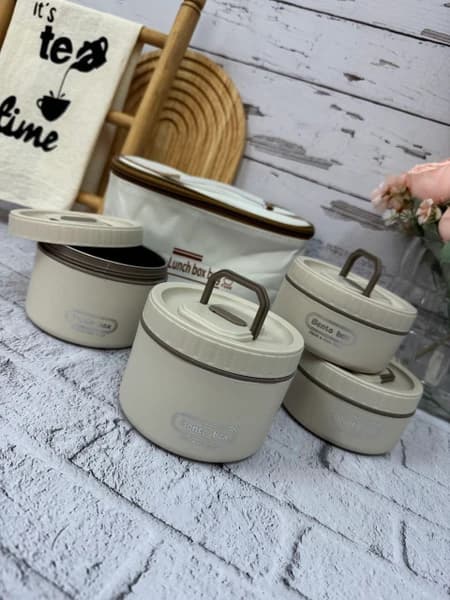 لانچ باکس (ظرف غذای بیرون بر) 4 تکه داخل استیل بگ دار — تصویر ۵