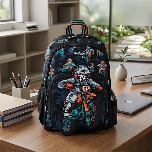 کوله پشتی پیش دبستانی پسرانه اسمیگل Smiggle طرح Motorcycle — تصویر ۹