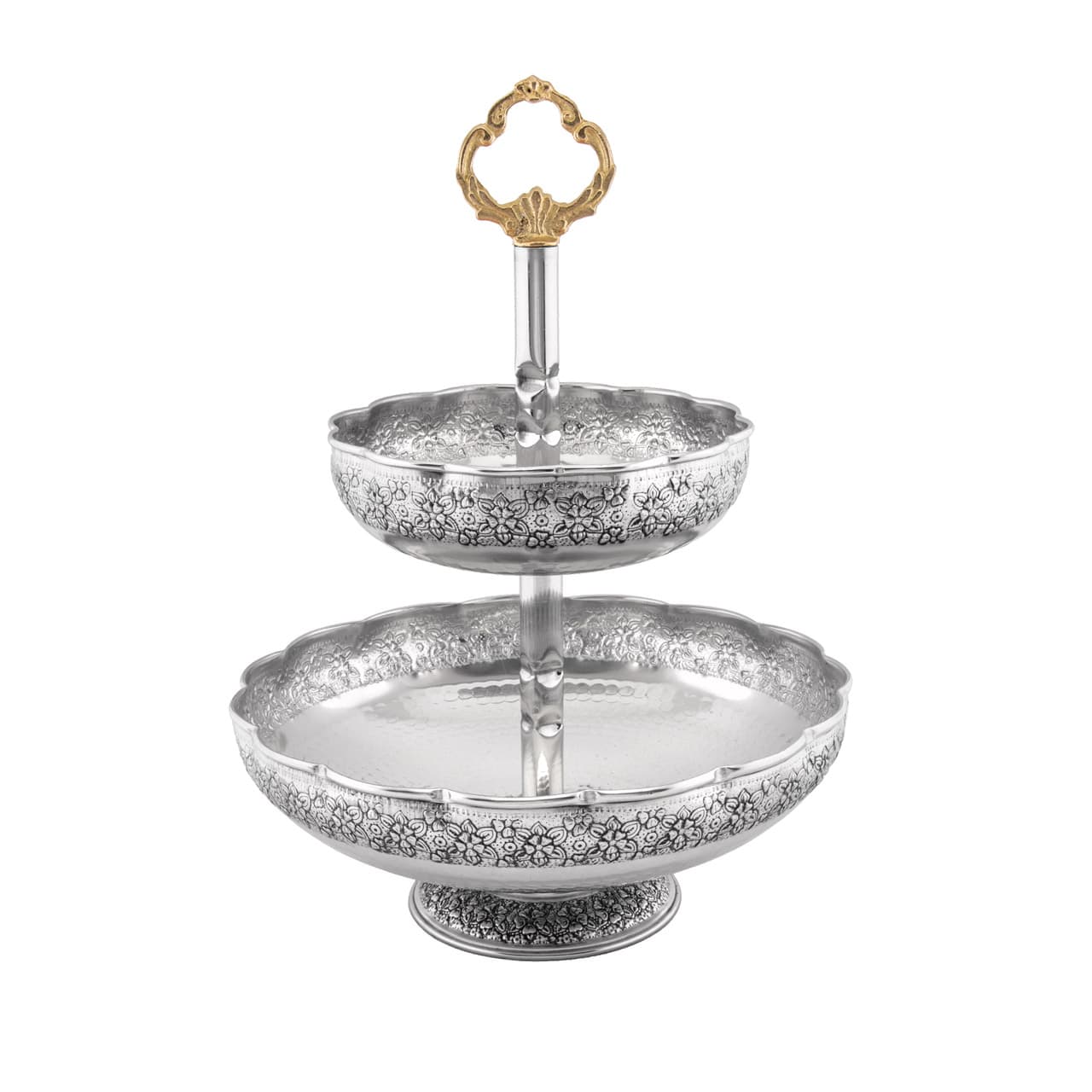 میوه خوری 2 طبقه مس دیبا رنگ کروم کد 1056 — تصویر ۱۰