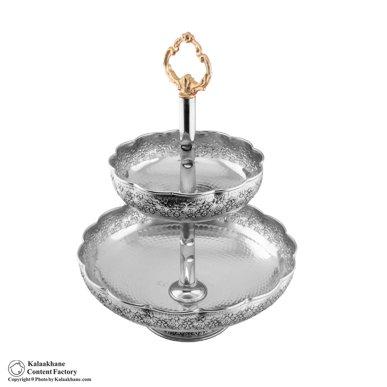 میوه خوری 2 طبقه مس دیبا رنگ کروم کد 1056 — تصویر ۱۱
