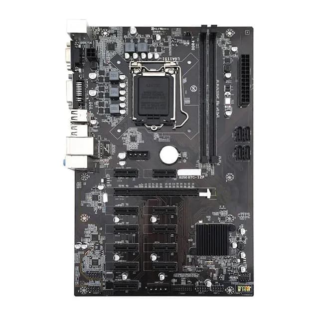 مادربرد (استوک) بایواستار LGA 1151 نسل شش و هفت فرم فاکتور microATX مادربرد BIOSTAR B250 BTC 12P DDR4