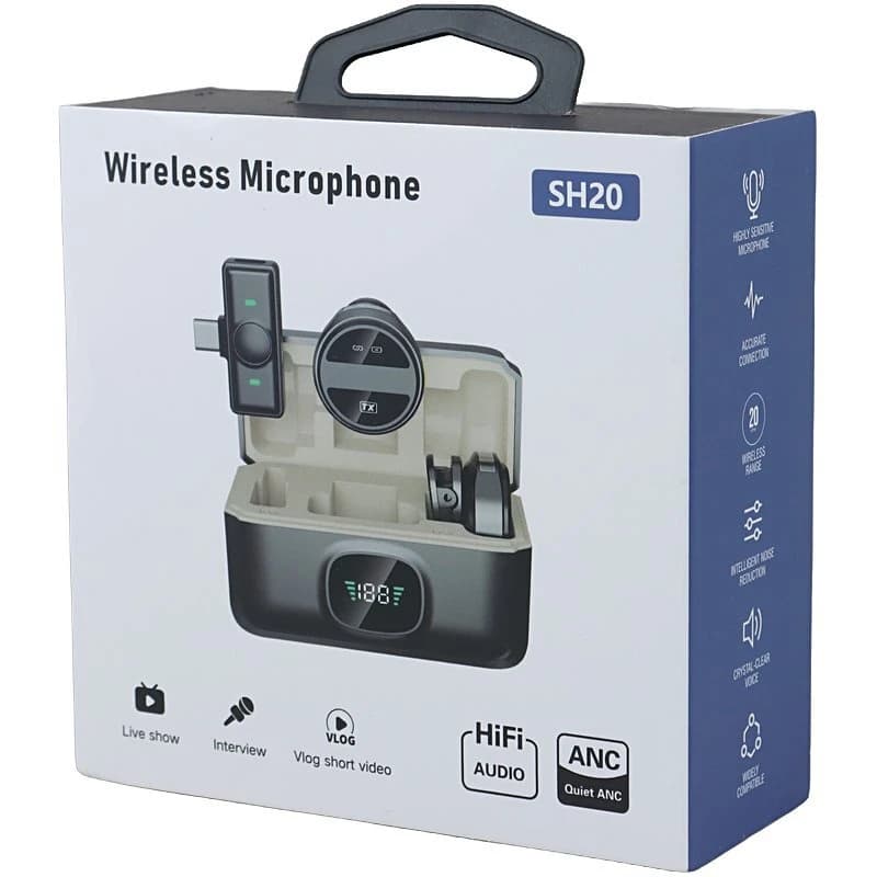 میکروفون یقه ای بی سیم دوتایی SH20 Type-C — تصویر ۶