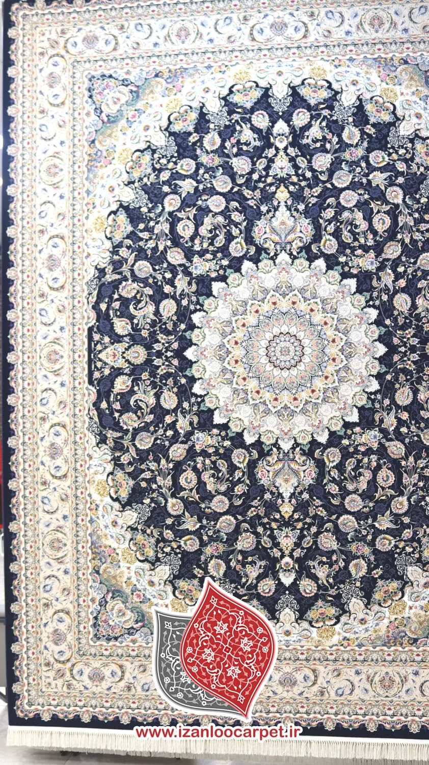 فرش مشهد طرح 814007 کاربنی 1500شانه تراکم 4500 تمام برجسته تمام آکریلیک