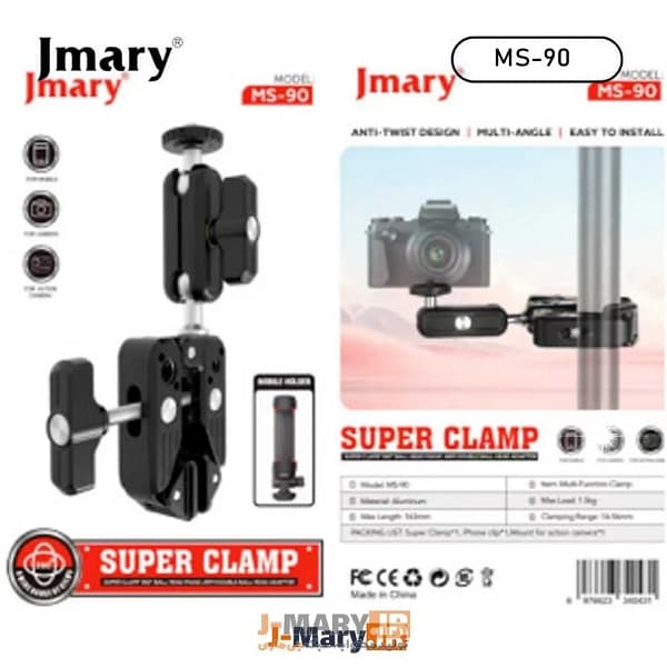 گیره چند منظوره جیماری JMARY MS-90 For Action Cameras Super Clamp — تصویر ۱۲