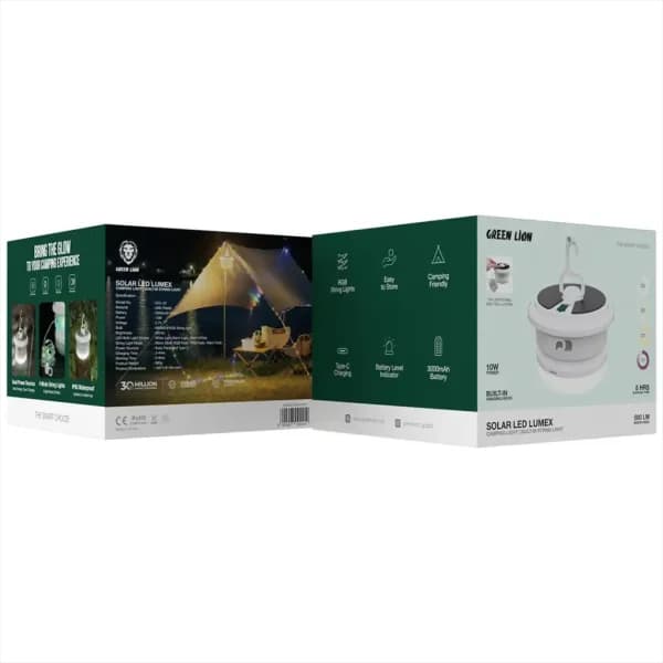 چراغ کمپینگ گرین لاین مدل Green Lion Solar LED Lumex Camping Light with Built-in String Light — تصویر ۴