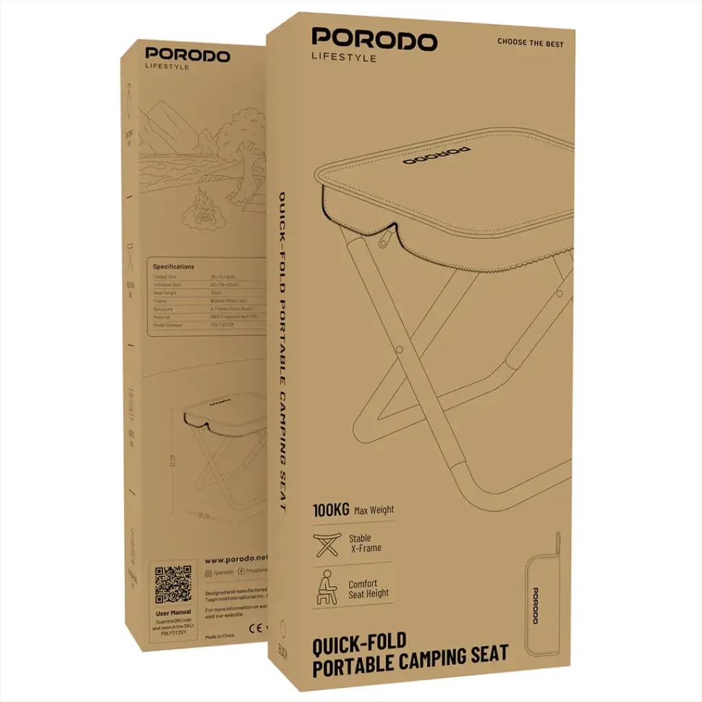 صندلی کمپینگ و صندلی سفری تاشو پرودو مدل Porodo Lifestyle Quick Fold Portable Camping Seat — تصویر ۱۲