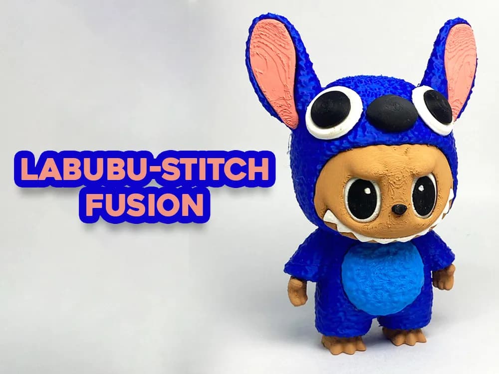 🐻🌀 عروسک لبوبو مدل استیچ (Labubu-Stitch Fusion) | چاپ سهبعدی با +PLA — تصویر ۱۱