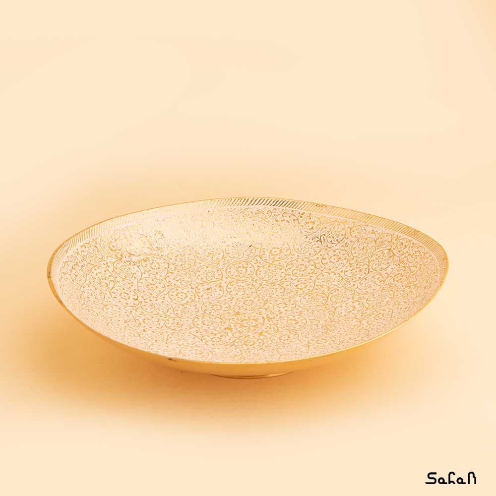 شیرینی خوری برنجی میناکاری مدل بیضی — تصویر ۲