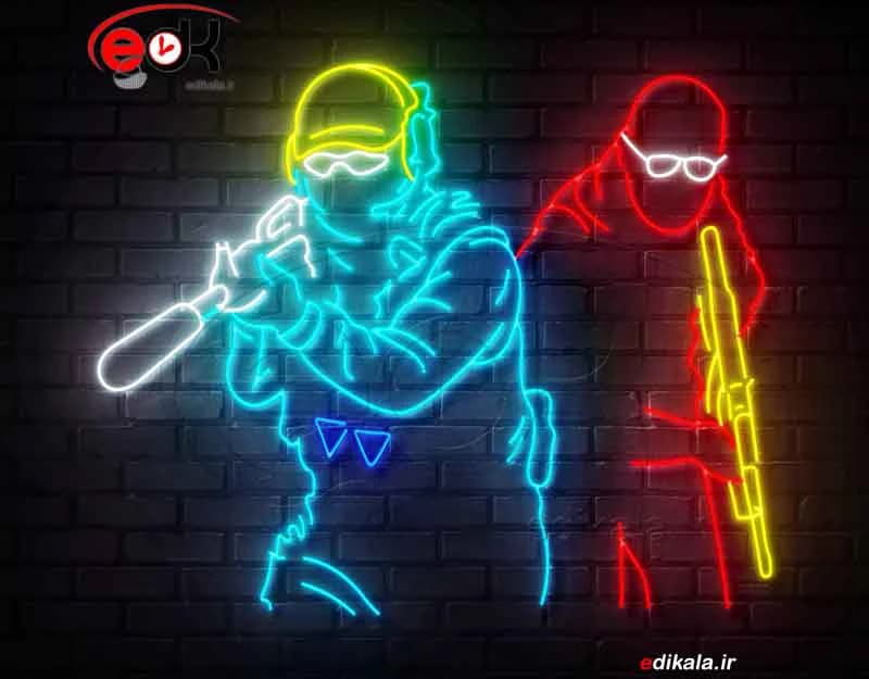 تابلو نئون طرح کانتر (CSGO) شماره 1 در ابعاد مختلف +آداپتور+ فایل لایه باز