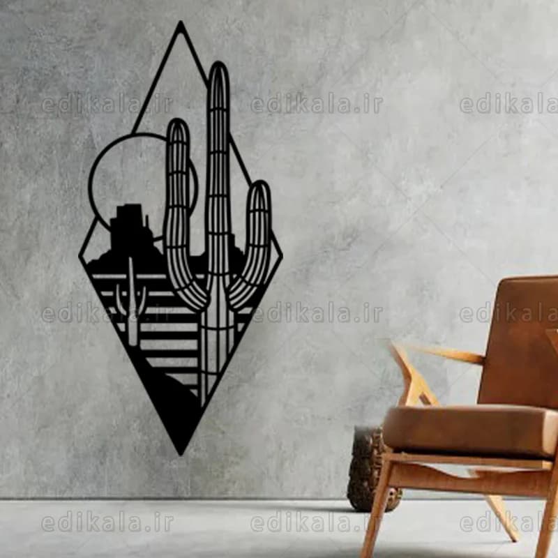 آینه دکوراتیو طرح کاکتوس و صحرا شماره 1 در پنج رنگ و ابعاد انتخابی+فایل کورل