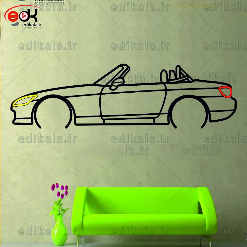 تابلو طرح ماشین هوندا شماره 6 با چراغ نئون+آداپتور+با انتخاب سایز و جنس دلخواه — تصویر ۲