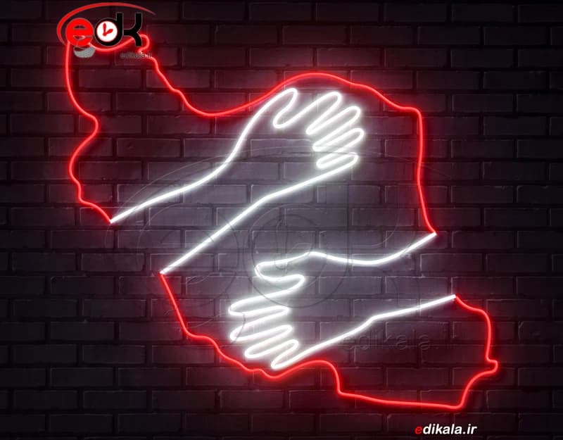تابلو نئون طرح نقشه ایران شماره 1 در ابعاد مختلف +آداپتور+ فایل لایه باز — تصویر ۲