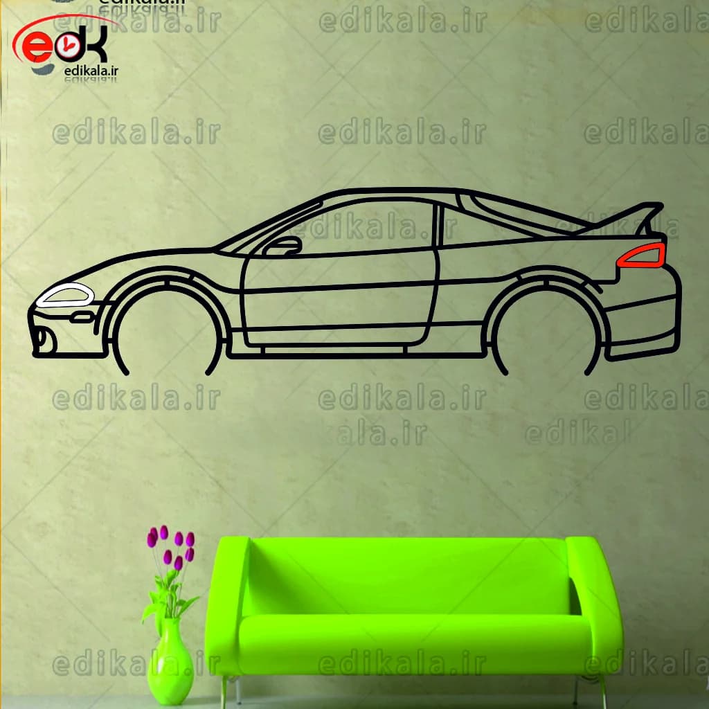 تابلو طرح ماشین میتسوبیشی شماره 2 با چراغ نئون+آداپتور+با انتخاب سایز و جنس دلخواه
