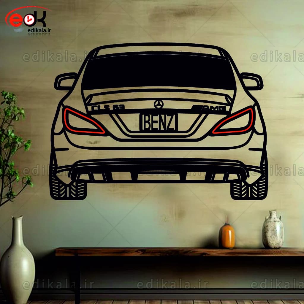 تابلو طرح ماشین بنز شماره 14 با چراغ نئون تک لاین CLS +آداپتور+با انتخاب سایز دلخواه+فایل کورل اماده برش