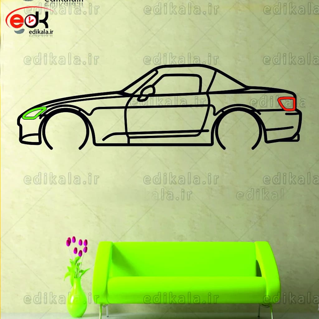 تابلو طرح ماشین هوندا شماره 5 با چراغ نئون+آداپتور+با انتخاب سایز و جنس دلخواه — تصویر ۴