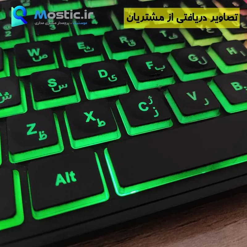 کیبورد باسیم گیمینگ بیاند نورپردازی RGB به همراه حروف حک شده فارسی مدل BGK-2010 — تصویر ۹