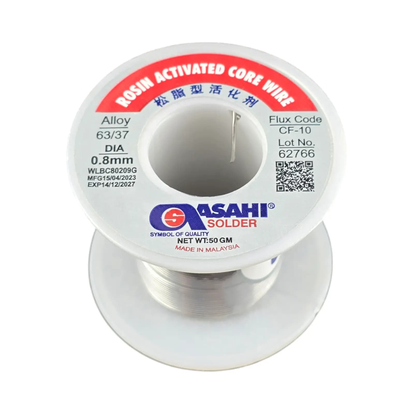 سیم لحیم 0.8 میلیمتر 50 گرم ASAHI اصلی | قلع 63% و سرب 37% — تصویر ۹