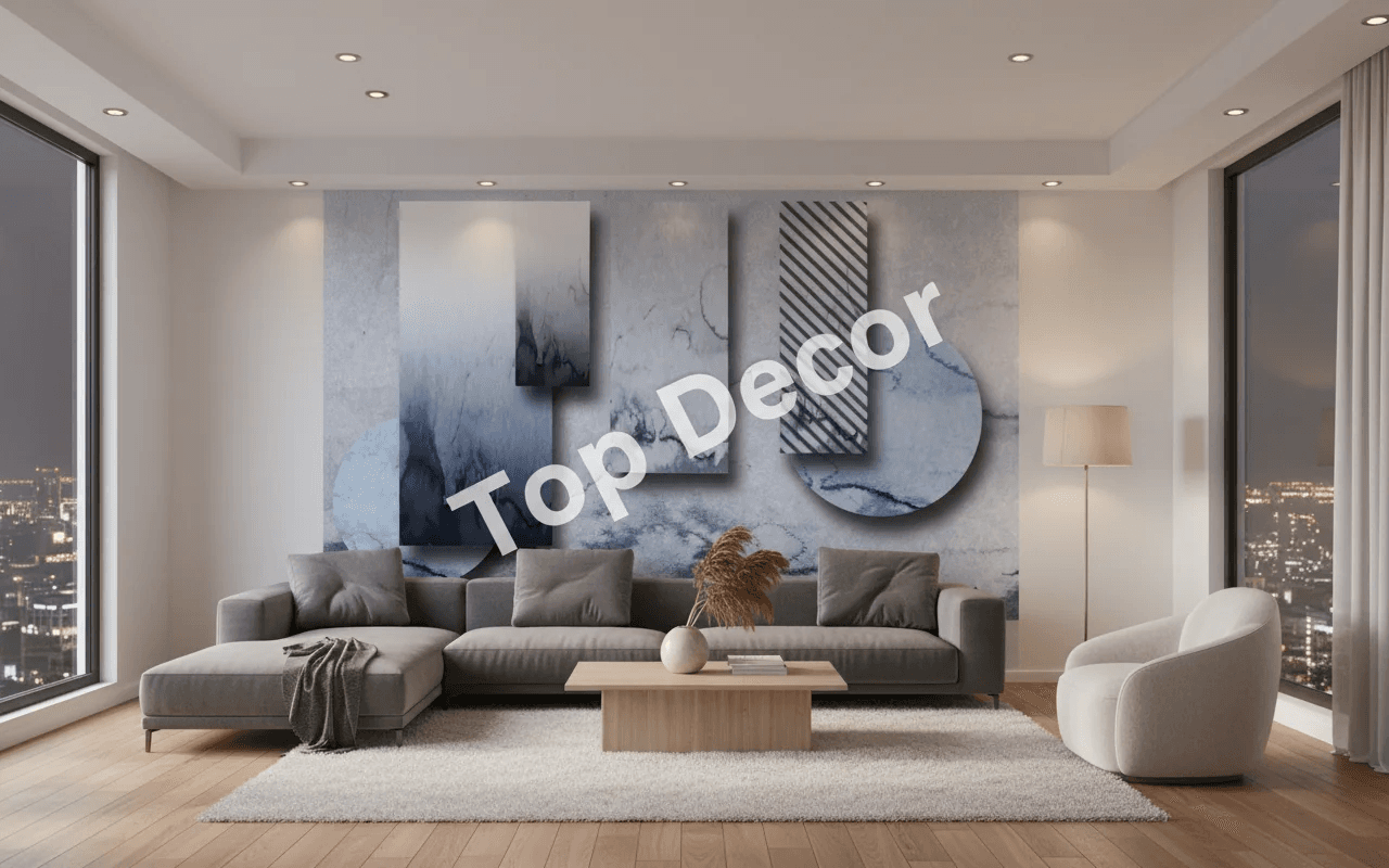 پوستر دیواری طرح اشکال هندسی سنگ مرمر خاکستری — تصویر ۷