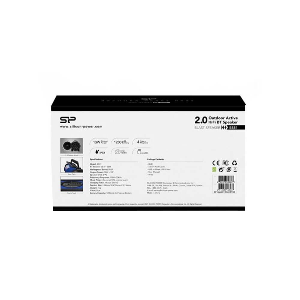 اسپیکر بلوتوثی رم و فلش خور ضد اب گارانتی 1ساله متین Silicon Power BS81 — تصویر ۱۰