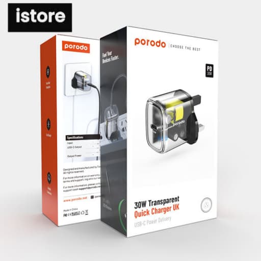 شارژر 30 وات پرودو | Porodo 30W transparent charger TC30WSCEU — تصویر ۹