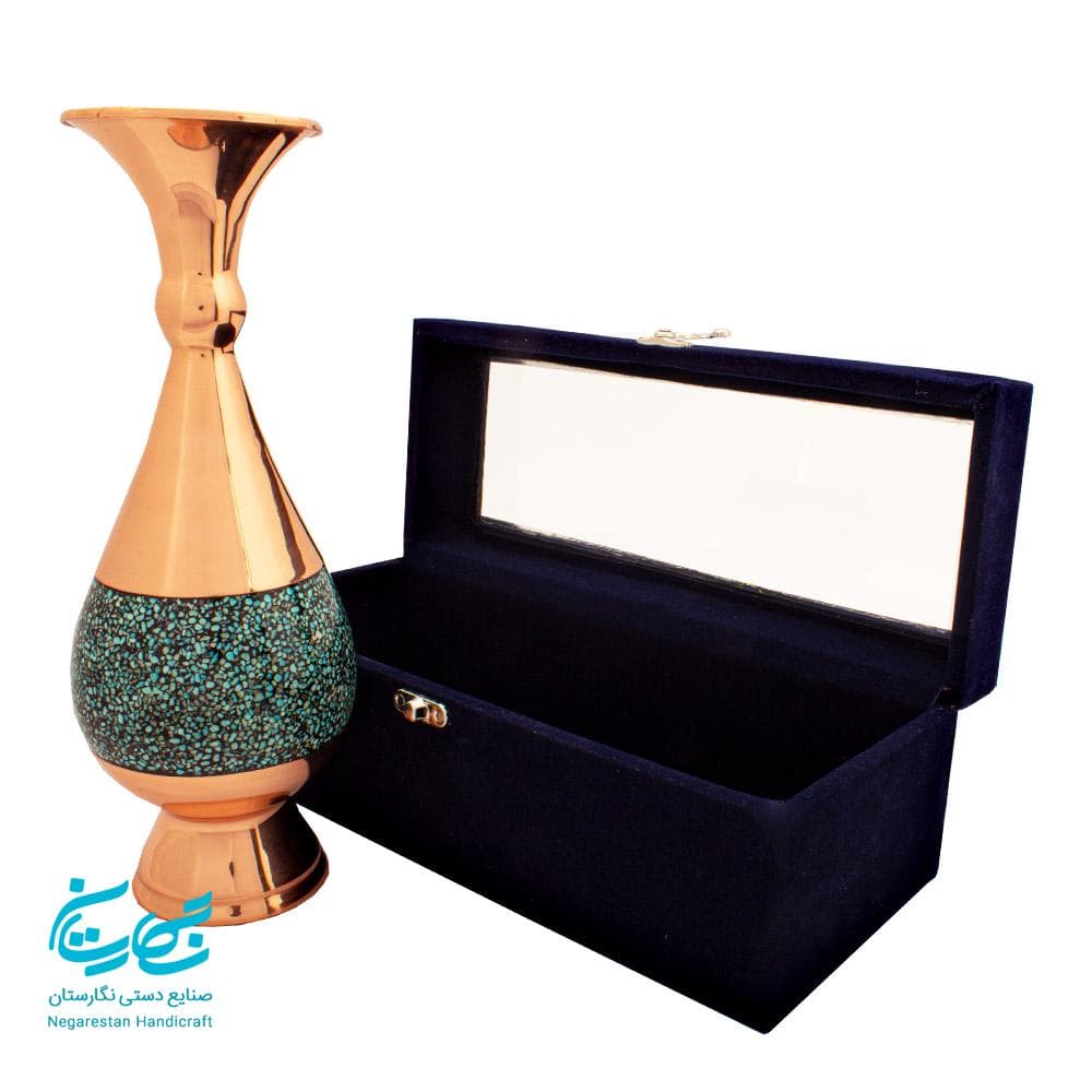 گلدان فیروزه کوبی 25 سانتی با جعبه — تصویر ۲