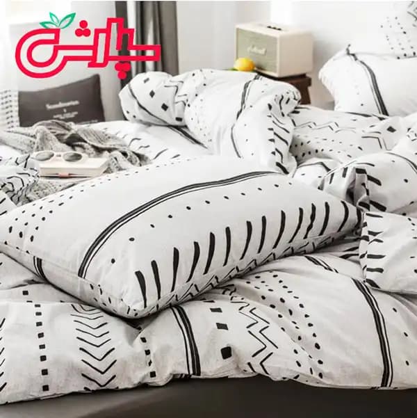 لحاف روتختی بوهو سفید مشکی – مخمل ابریشم (338)