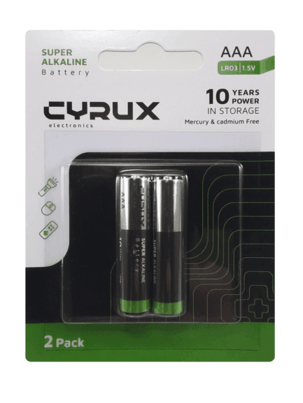 باتری نیم قلمی سوپرآلکالاین سایروکس دوتایی | AAA CYRUX