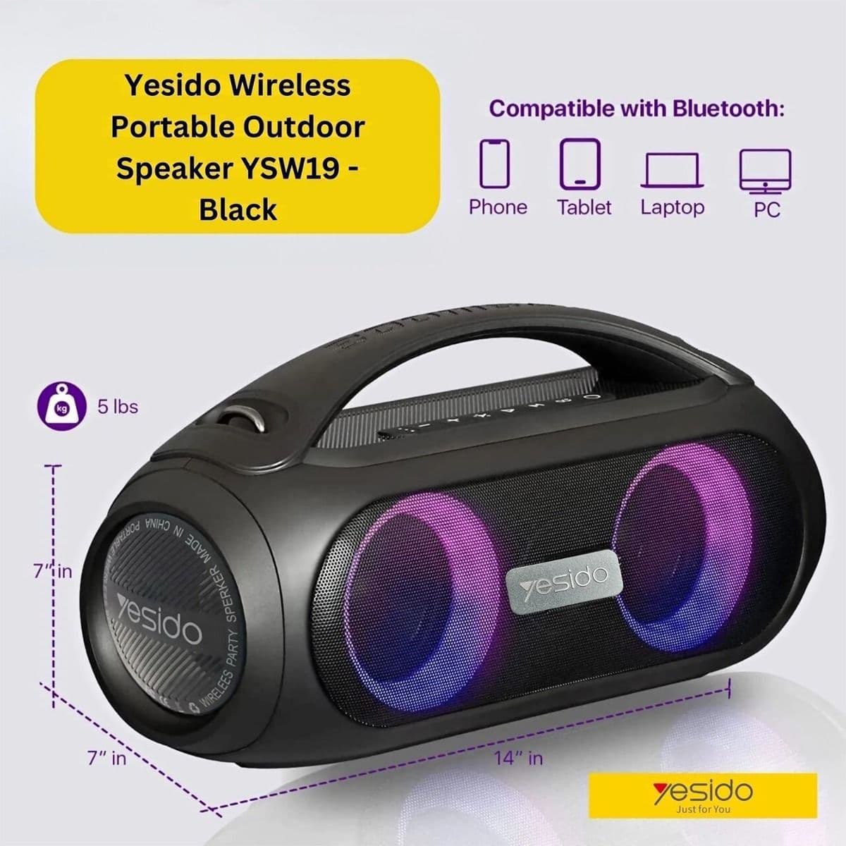 اسپیکر بلوتوثی قابل حمل یسیدو مدل Yesido YSW19 speaker — تصویر ۱۲