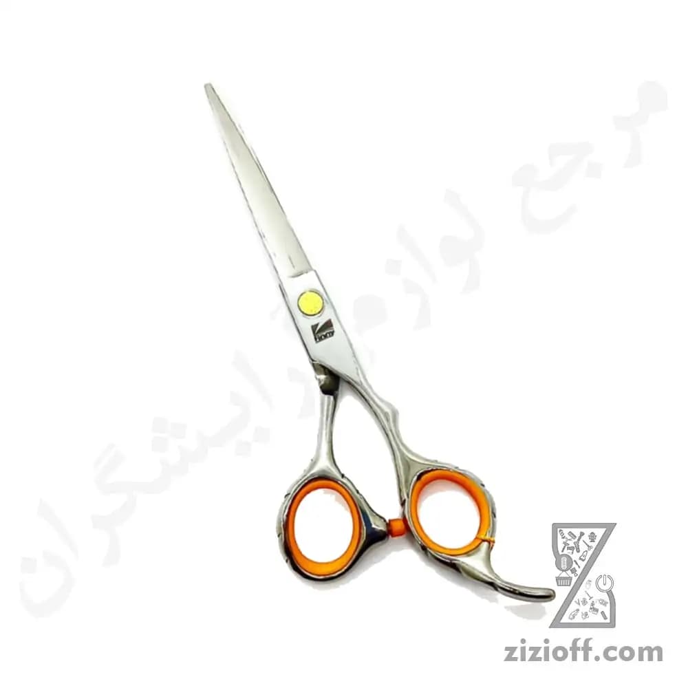 قیچی آرایشگری کات فینی | 6 اینچ | حلقه نارنجی — تصویر ۴